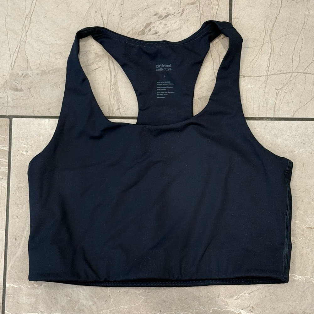 COPY - Girlfriend Collective Paloma Racerback Bra in Navy Blue Size L…